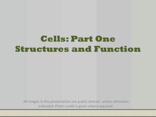 Cells: Part One Structures and Function