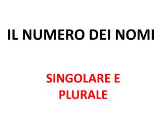 IL NUMERO DEI NOMI