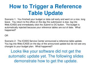 How to Trigger a Reference Table Update