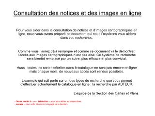 Consultation des notices et des images en ligne