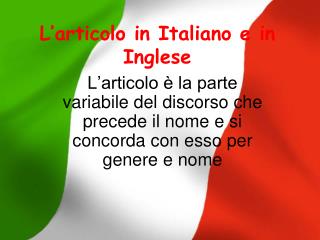 L’articolo in Italiano e in Inglese