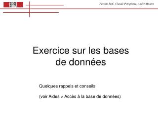 Exercice sur les bases de données