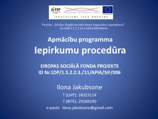 Apmācību programma Iepirkumu procedūra