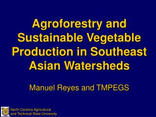 Agroforestry and Sustainable Vegetable Production in Southeast Asian Watersheds