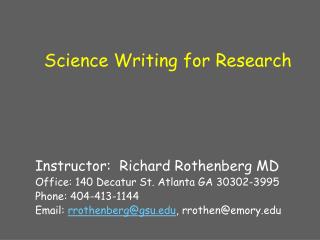 Science Writing for Research