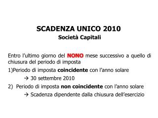SCADENZA UNICO 2010