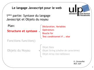 Le langage Javascript pour le web