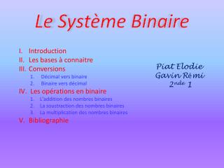 Le Système Binaire