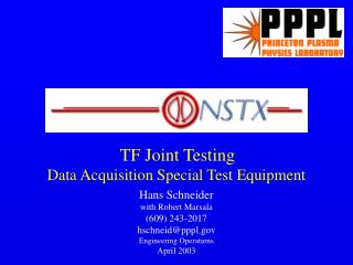 TF Joint Testing Data Acquisition Special Test Equipment