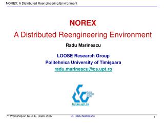 NOREX A Distributed Reengineering Environment