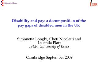 Disability and pay: a decomposition of the pay gaps of disabled men in the UK