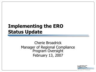 Implementing the ERO Status Update