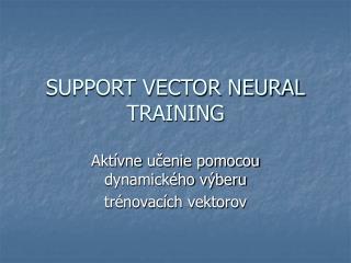 SUPPORT VECTOR NEURAL TRAINING