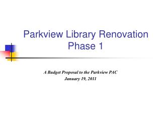 Parkview Library Renovation Phase 1