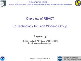 Overview of REACT To Technology Infusion Working Group Prepared by