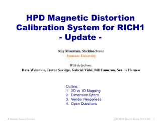 HPD Magnetic Distortion Calibration System for RICH1 - Update -