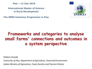 Stefano Grando University of Pisa, Department of Agriculture, Food and Environment