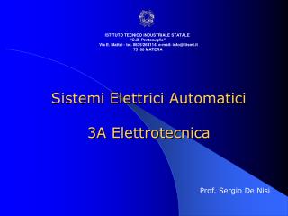 Sistemi Elettrici Automatici 3A Elettrotecnica