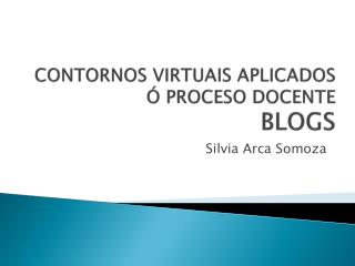 CONTORNOS VIRTUAIS APLICADOS Ó PROCESO DOCENTE BLOGS