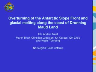 Overturning of the Antarctic Slope Front and glacial melting along the coast of Dronning Maud Land