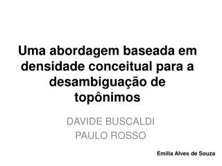 Uma abordagem baseada em densidade conceitual para a desambiguação de topônimos