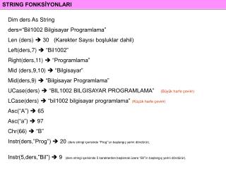 STRING FONKSİYONLARI