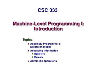 Machine-Level Programming I: Introduction