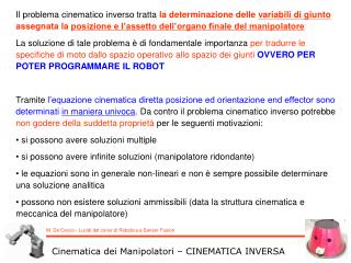 Cinematica dei Manipolatori – CINEMATICA INVERSA