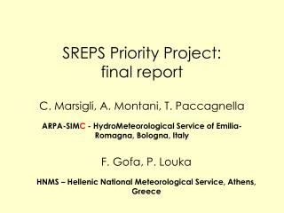 SREPS Priority Project: final report
