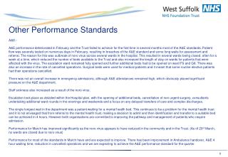 Other Performance Standards A&amp;E:-