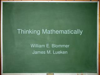 Thinking Mathematically