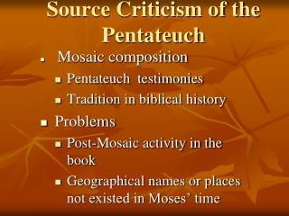 Source Criticism of the Pentateuch