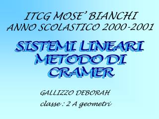 ITCG MOSE’ BIANCHI ANNO SCOLASTICO 2000-2001