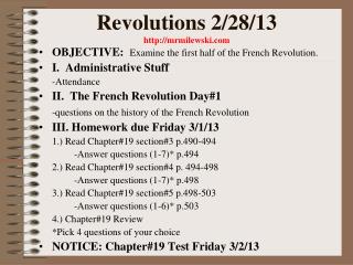 Revolutions 2/28/13 mrmilewski