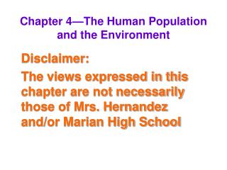 Chapter 4—The Human Population and the Environment