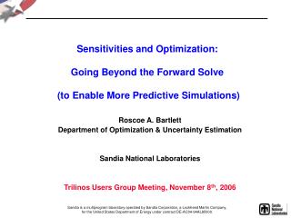 Roscoe A. Bartlett Department of Optimization &amp; Uncertainty Estimation