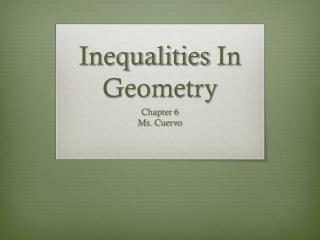 Inequalities I n Geometry