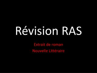 Révision RAS