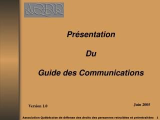 Présentation Du Guide d es Communications