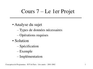 Cours 7 – Le 1er Projet