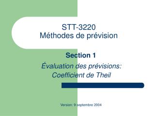 STT-3220 Méthodes de prévision