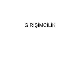 GİRİŞİMCİLİK