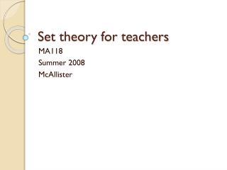 Set theory for teachers