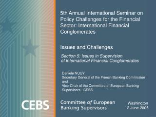 Section 5: Issues in Supervision of International Financial Conglomerates