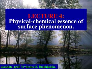 LECTURE 4: Physical-chemical essence of surface phenomenon.