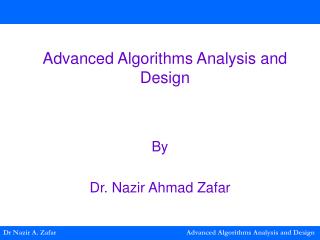 Advanced Algorithms Analysis and Design