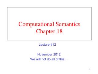 Computational Semantics Chapter 18