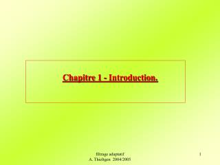 Chapitre 1 - Introduction.