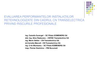 ing. Camelia Suvergel – SC Filiala ICEMENERG SA