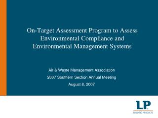 Air &amp; Waste Management Association 2007 Southern Section Annual Meeting August 8, 2007